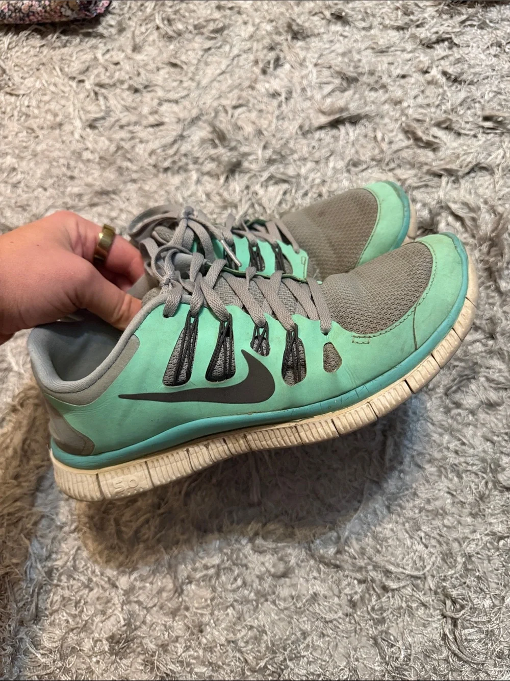 Nike Women’s Mint Green and Gray Running Sneakers